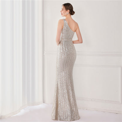 Victoria Formal One-Shoulder Charming Sequined Fishtail Dress