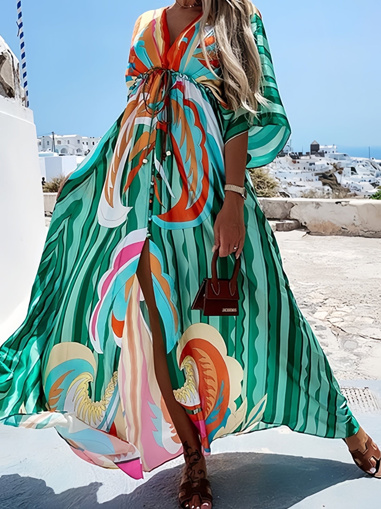 Abstract Maxi Dress inspired by Grecian Goddess