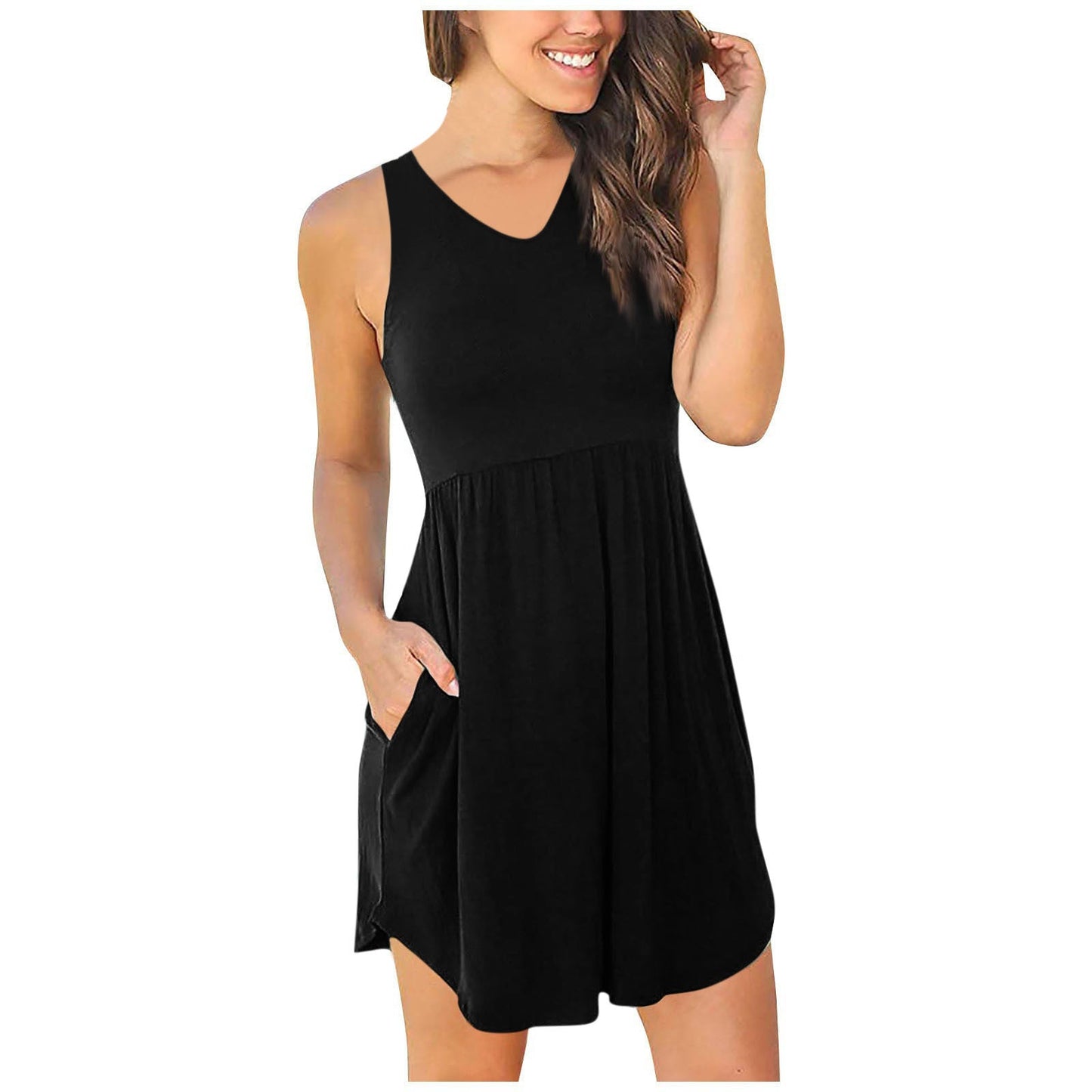 V Neck Swing Pocket T Dress