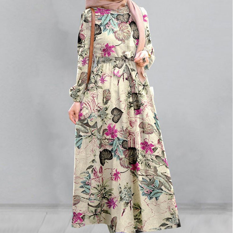 Sleeveless Floral Midi Dress with Drawstring