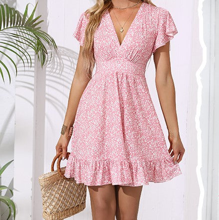 Unique Cross Wrap Casual Midi Sun Dress