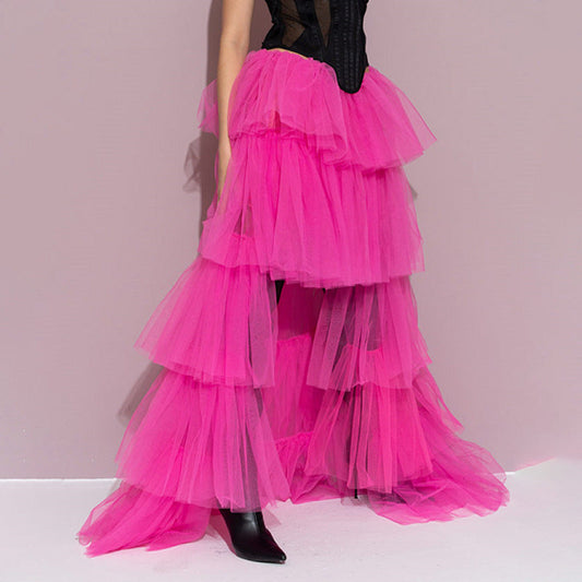 Two-wear layered tulle skirt