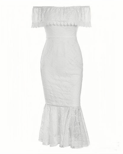 White Lace Hollowed Out Bodycon Dress