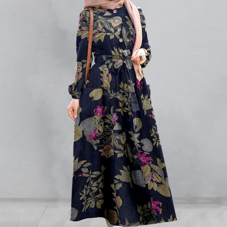 Sleeveless Floral Midi Dress with Drawstring