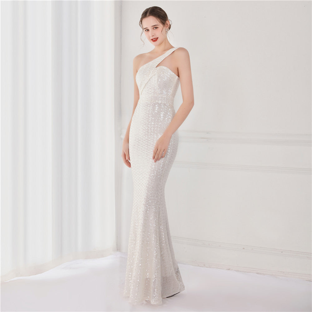 Victoria Formal One-Shoulder Charming Sequined Fishtail Dress