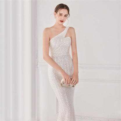 Victoria Formal One-Shoulder Charming Sequined Fishtail Dress