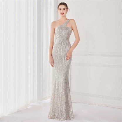 Victoria Formal One-Shoulder Charming Sequined Fishtail Dress