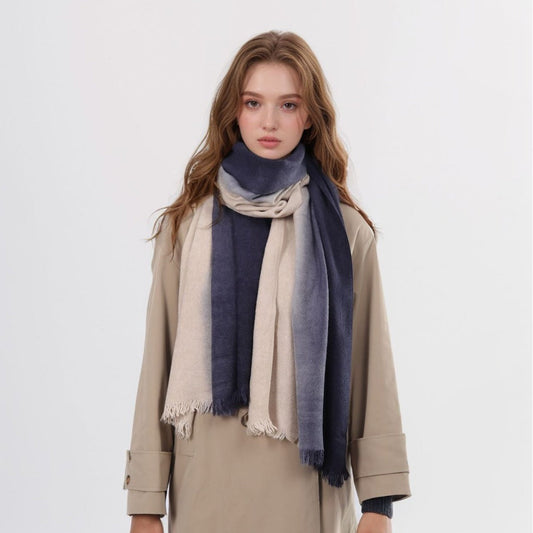 Spring Autumn Winter Thin High-end Gradient Two-tone Large Faux Cashmere Elegant Scarf