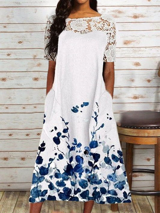 Scoop Escape Full-Length Flowered Enchanted Dress