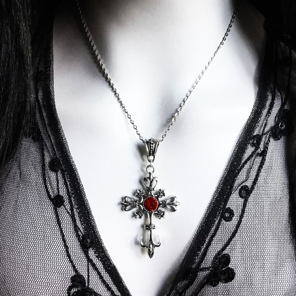 Baroque Gothic Large Silver Cross Pendant Wholesale Necklace