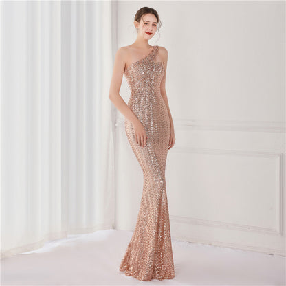 Victoria Formal One-Shoulder Charming Sequined Fishtail Dress