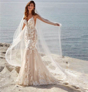 Spaghetti Strap Elegant Wedding Dress