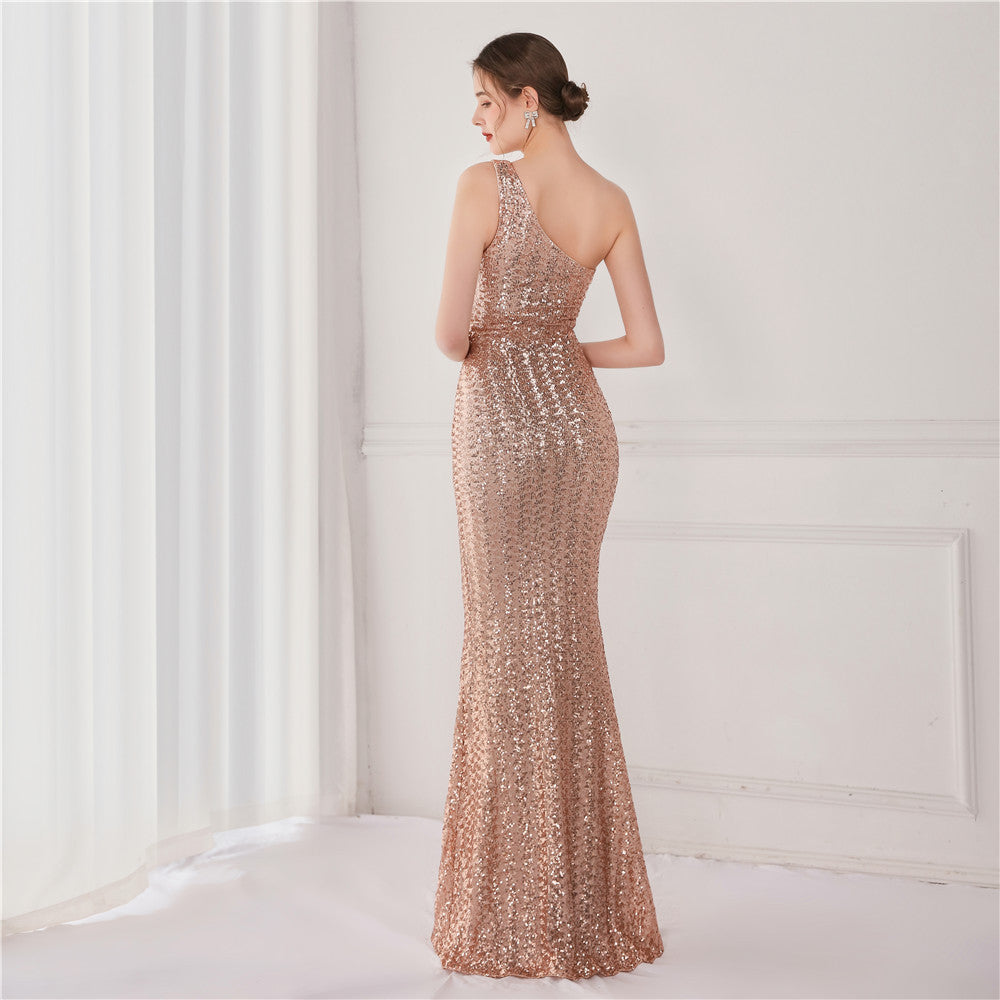 Victoria Formal One-Shoulder Charming Sequined Fishtail Dress