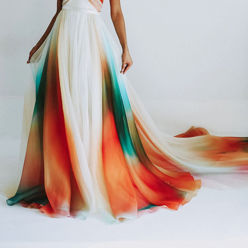 Rainbow Print Maxi Dress for the Beach in Summer