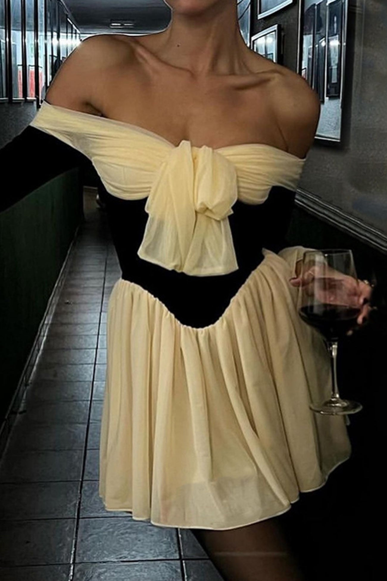 Off Shoulder Corset Dress with Bow