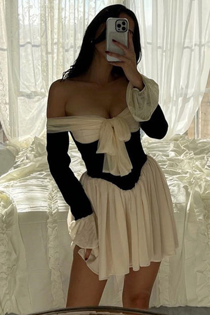 Off Shoulder Corset Dress with Bow