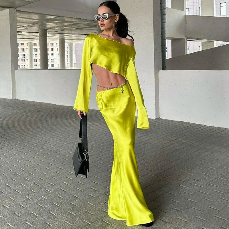 Shoulder Long Sleeve Maxi Dress