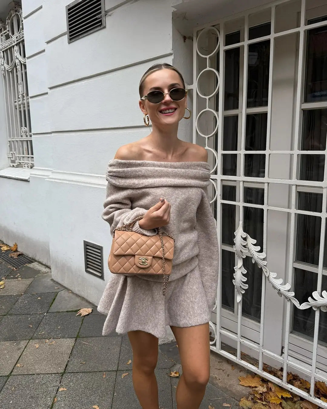 Off Shoulder Cashmere Sweater