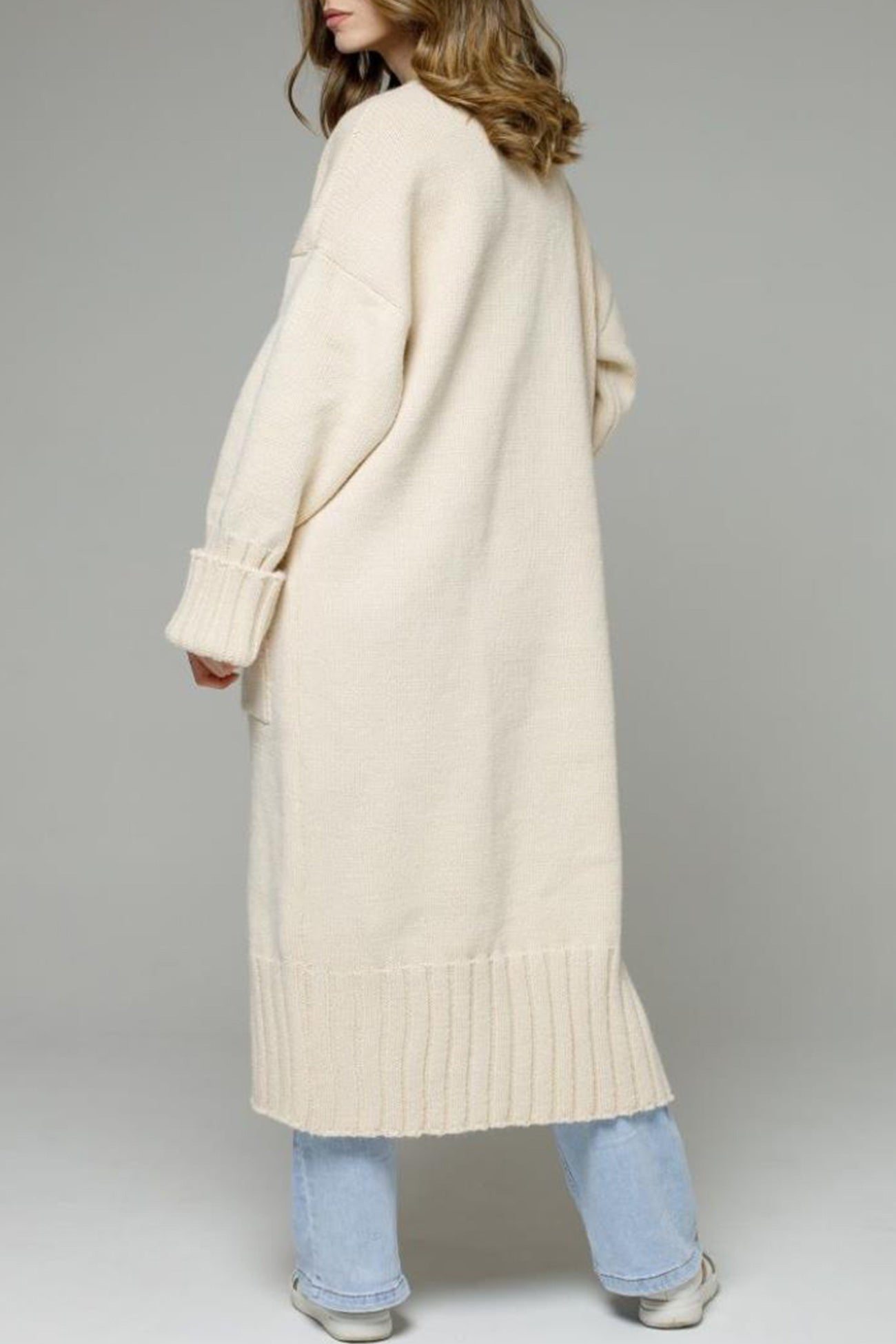 Long Cardigan with Open Front and Pockets