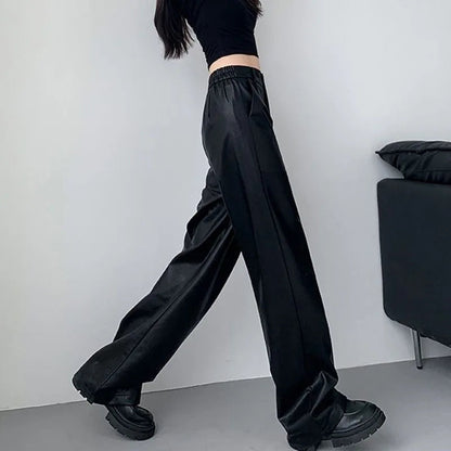 Sexy Slim Fit PU Leather Casual Elastic High Waisted Leggings Pants