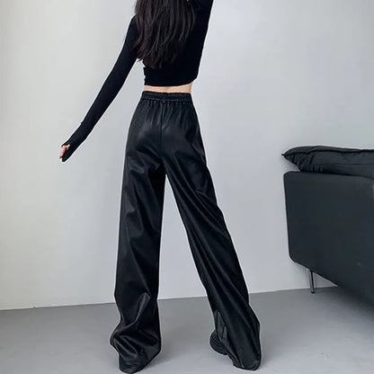 Sexy Slim Fit PU Leather Casual Elastic High Waisted Leggings Pants