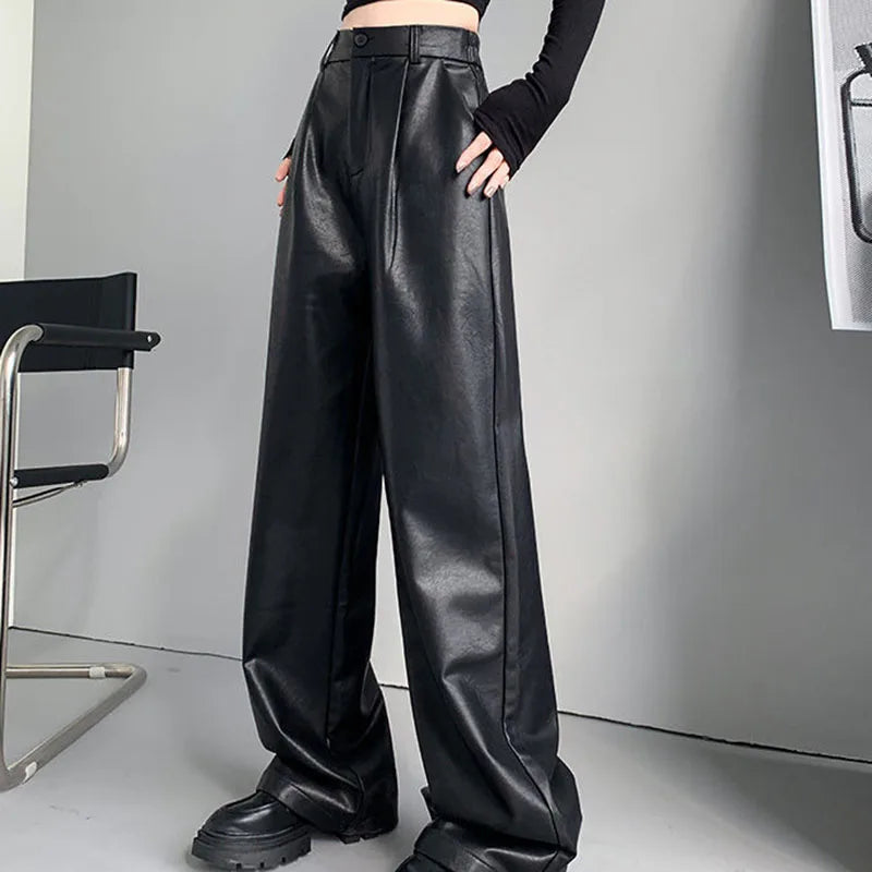 Sexy Slim Fit PU Leather Casual Elastic High Waisted Leggings Pants