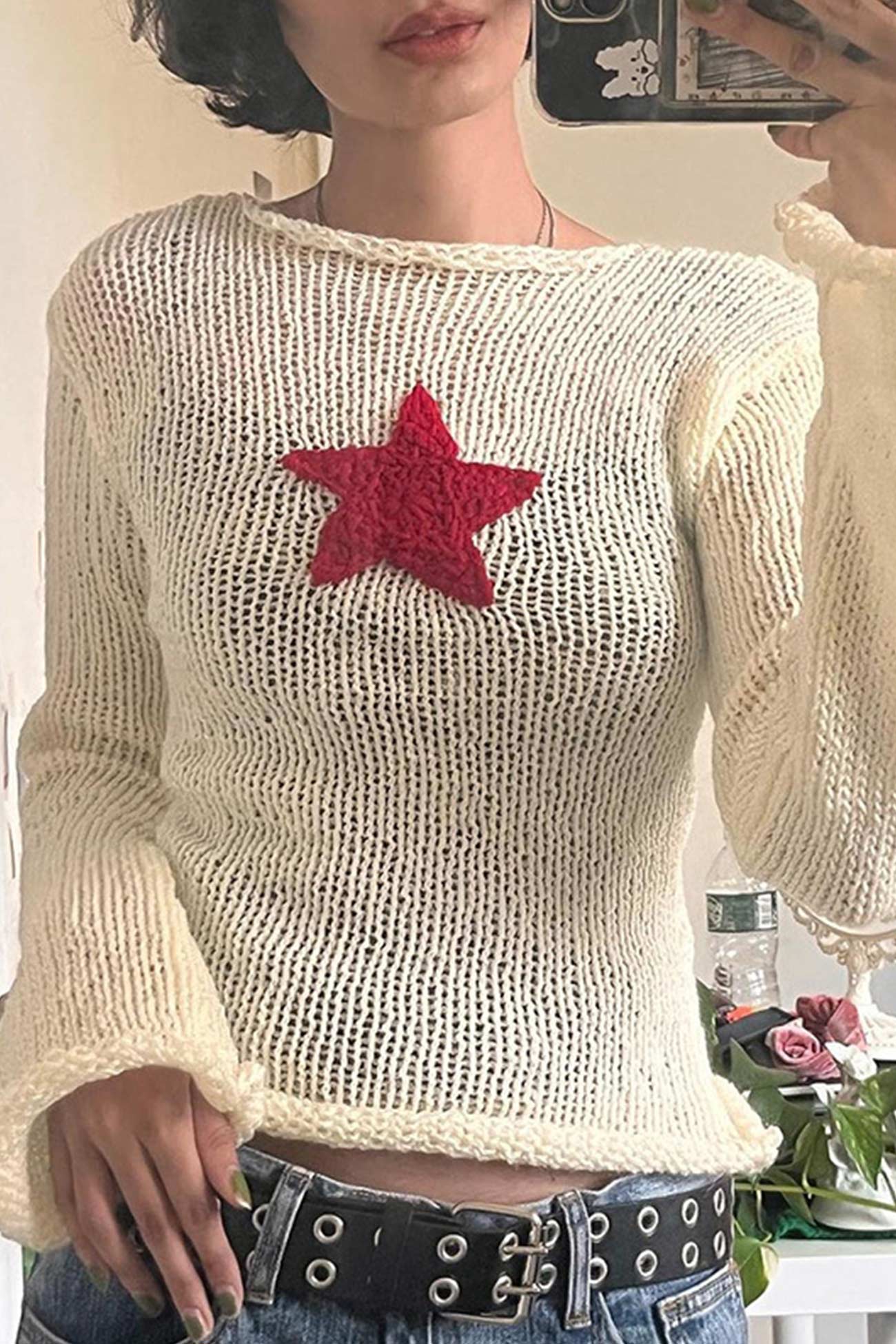 Pentagram Jacquard Crimping Jumper