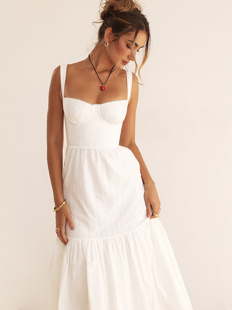 Allison White Spaghetti Strap Midi Dress