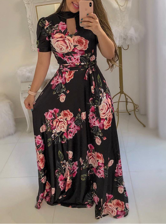 Big Gown Flowered with Full-Length Long Design Swing