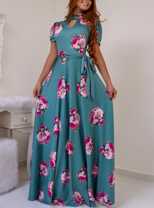 Big Gown Flowered with Full-Length Long Design Swing