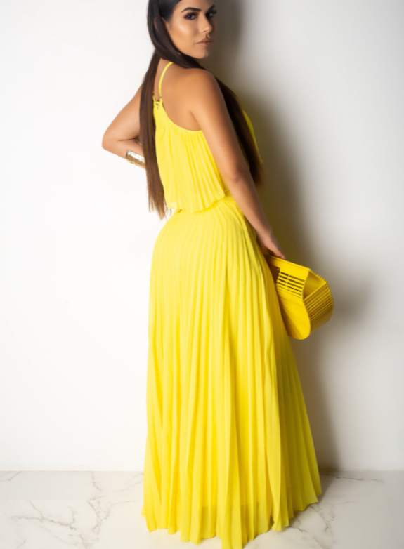 Sexy Backless Colorblock Rushed Long Dress