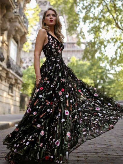 Bohemia Floral V Neck Backless Maxi Dress