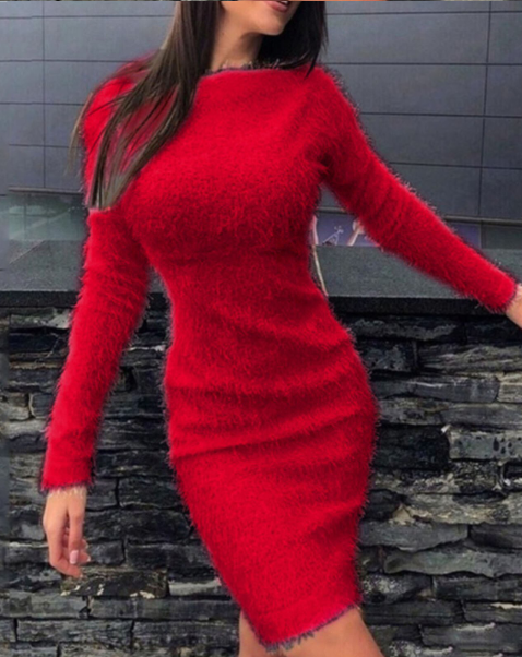 Autumn Winter Knit Dress with Turtleneck and Long Sleeves