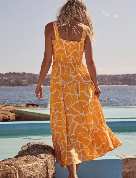 Bohemian Strapless Women Summer A-Line Print Beach Long Dress