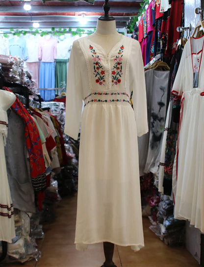 Tourists Embroidered Gown and for Linen Coastal Cotton Skirt