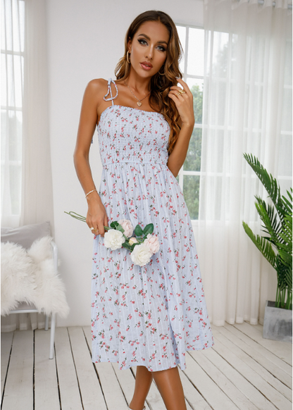 Sleeveless Coastal for Flowered Festive Gown Sling Style