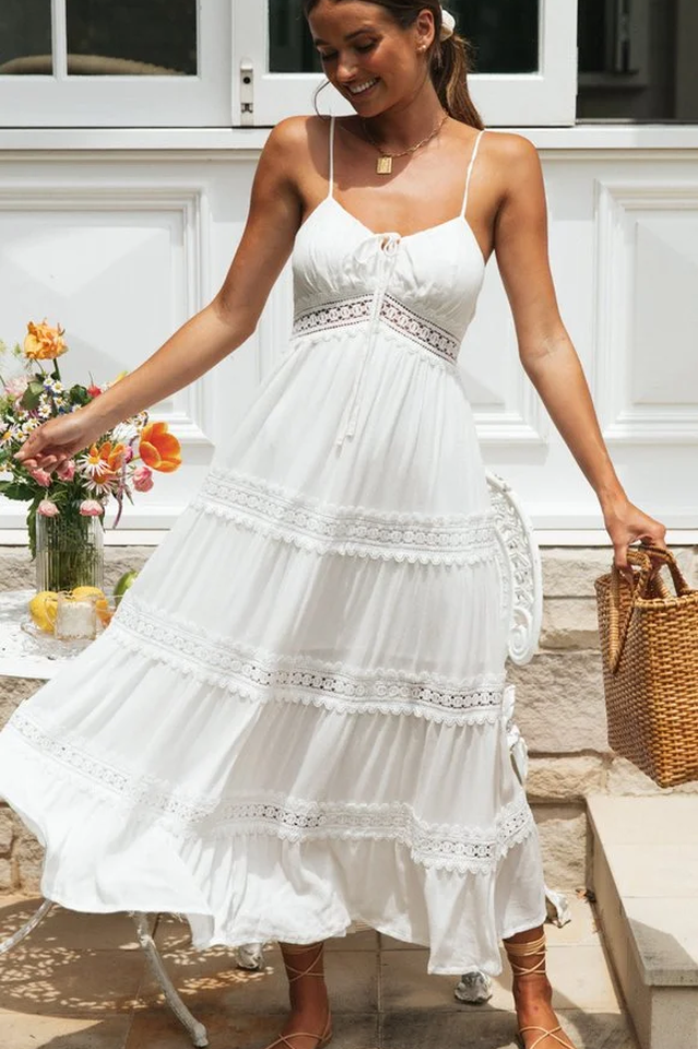 Boho Sling Lace Charming Panel Maxi Dress