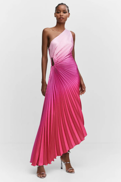 Asymmetrical Elegant Pleated Dress