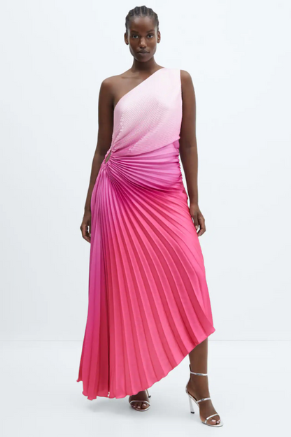 Asymmetrical Elegant Pleated Dress