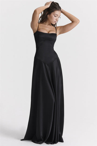 Wendy Lace-up Satin Maxi Dress