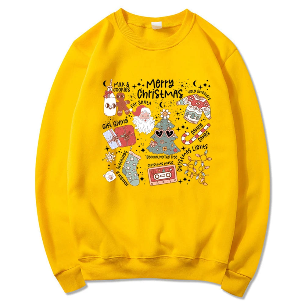 Retro Cheerful Aesthetic Santa Warm Hoodie