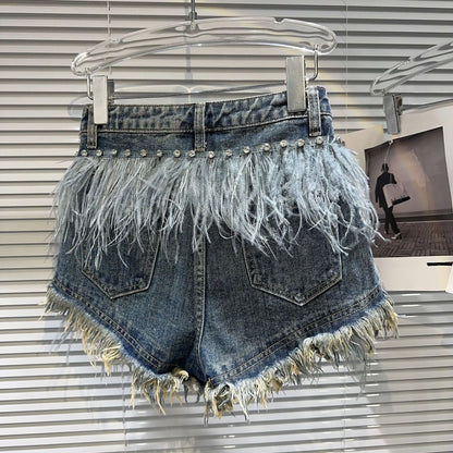 Cosybreezee - Beaded Beauty Tassel Denim Shorts