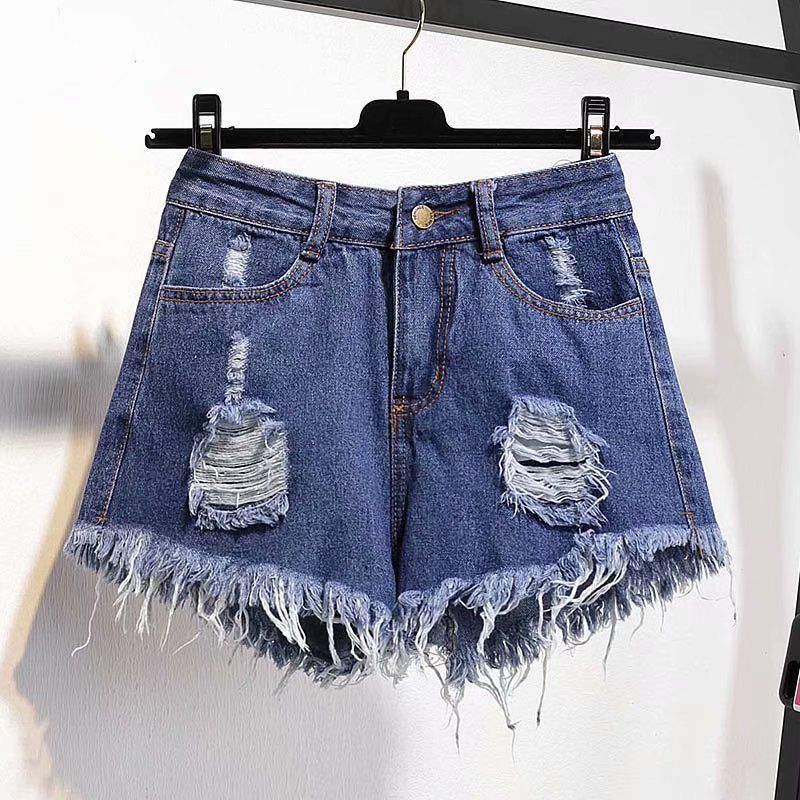 Tassel Detail Shorts Waist High and Denim with for Pockets Women