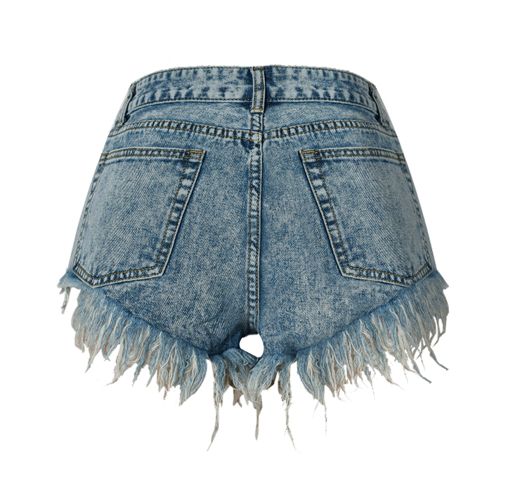 Cosybreezee - Women's High Waist Denim Shorts