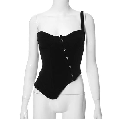 Black Asymetric Stylish Corset Top