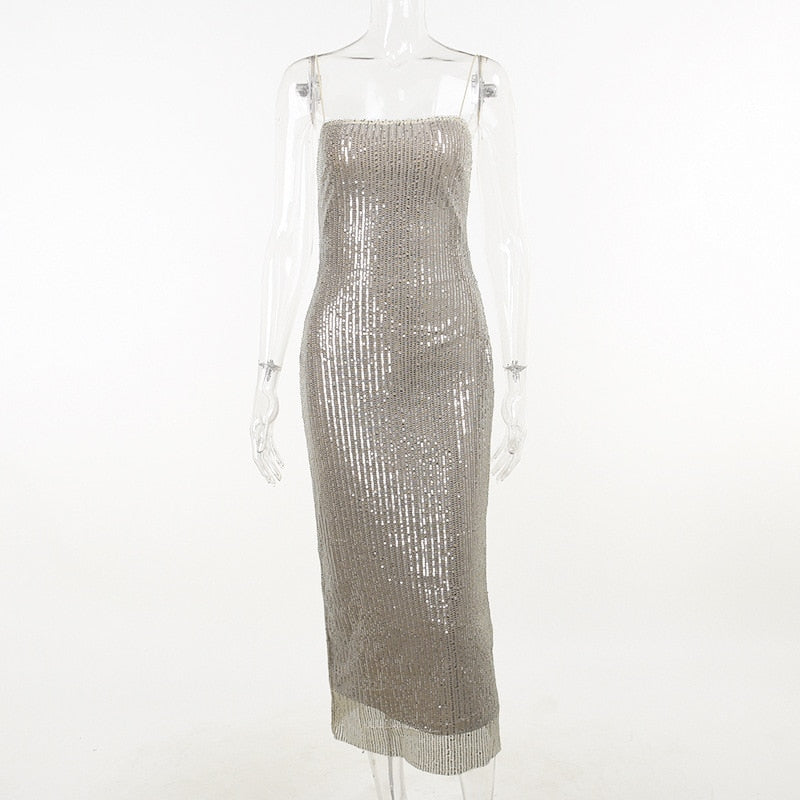 Sequin Mesh Stylish Long Dress