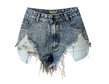 Cosybreezee - Women's High Waist Denim Shorts