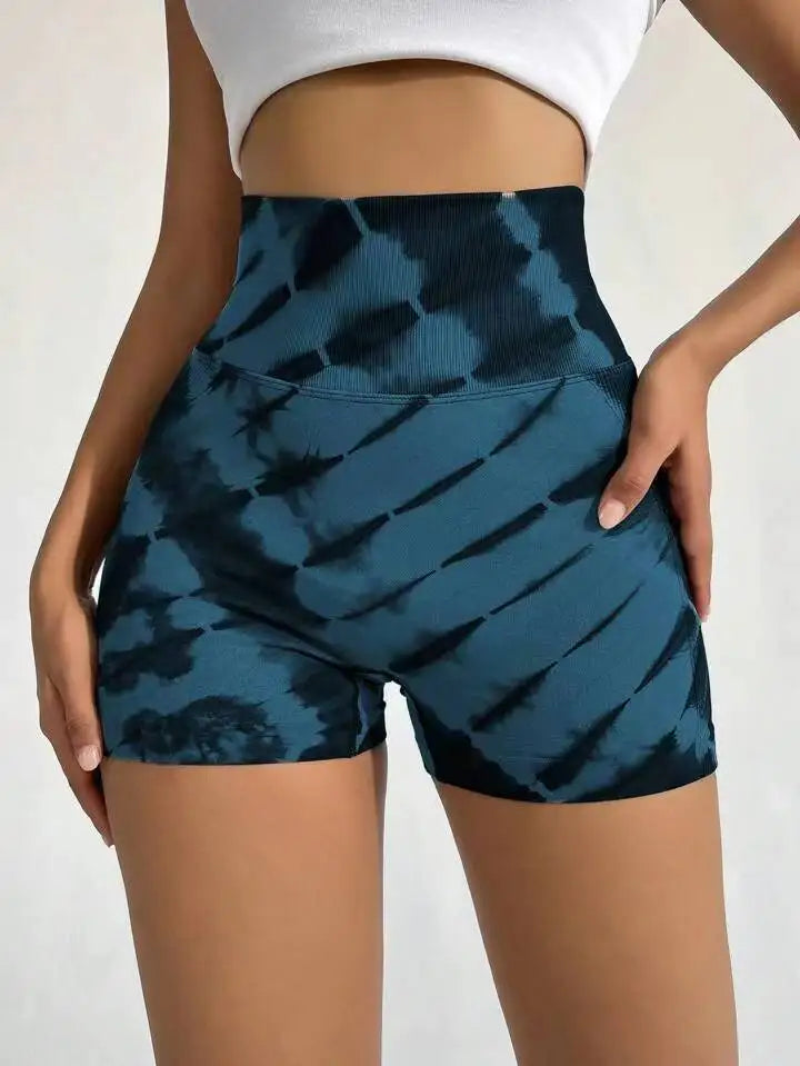 Cosybreezee - High Waist Yoga Tie Dye Shorts