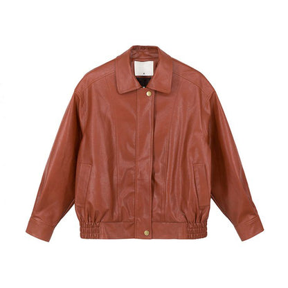 Red Faux Stylish Leather Jacket