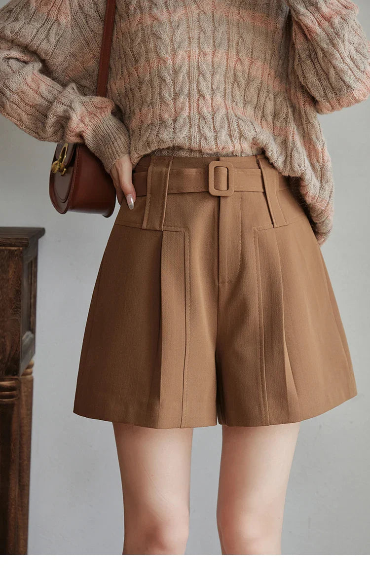 Cosybreezee - Belted Pocketed Wide Leg Shorts